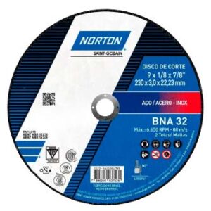 Disco de Corte Metal Inox. 4 1/2″ X 1/8″ X 7/8″ BNA 32 Norton