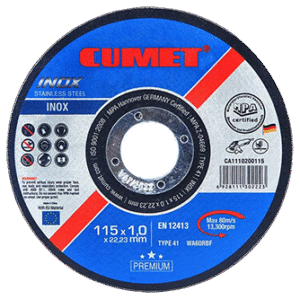 DISCO DE CORTE INOX. 4 1/2″ X 3/64″ (1.00 MM)X 7/8″ CUMET